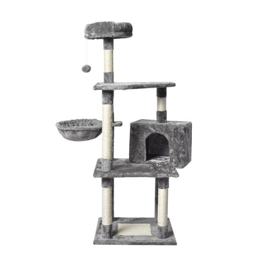 PaWz Cat Tree Toy Scratching Post Scratcher Tower Condo Wooden House Grey 130cm PaWz